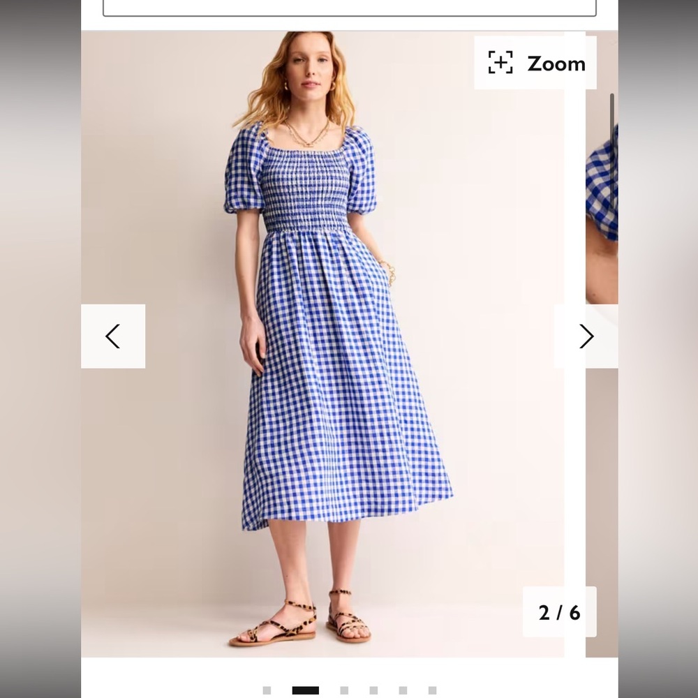 Sky Smocked Linen Midi Dress